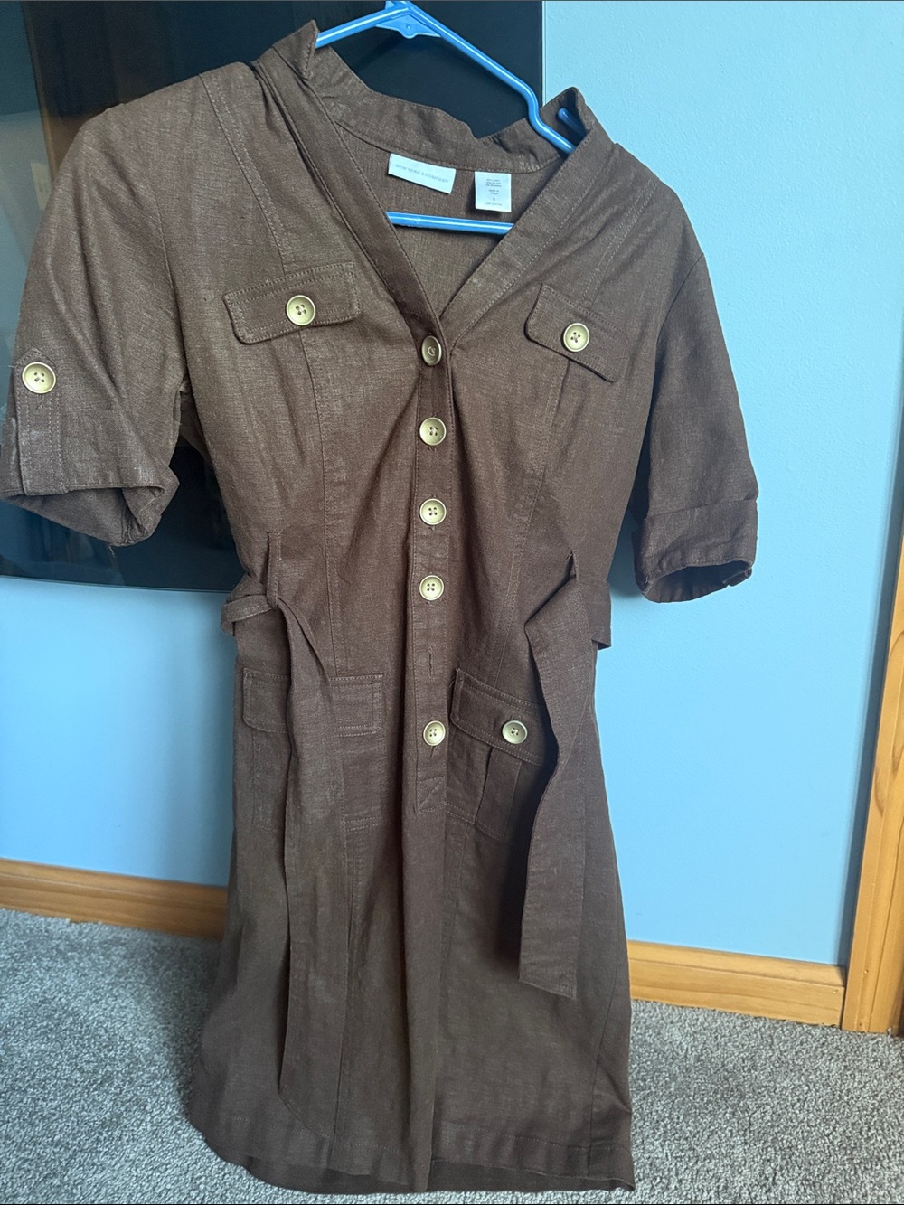 New York & Company Brown Linen-Blend dress